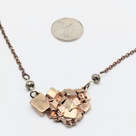 Rose Gold Plated Cast Bronze and Pyrite Necklace - Picture 2 of 4